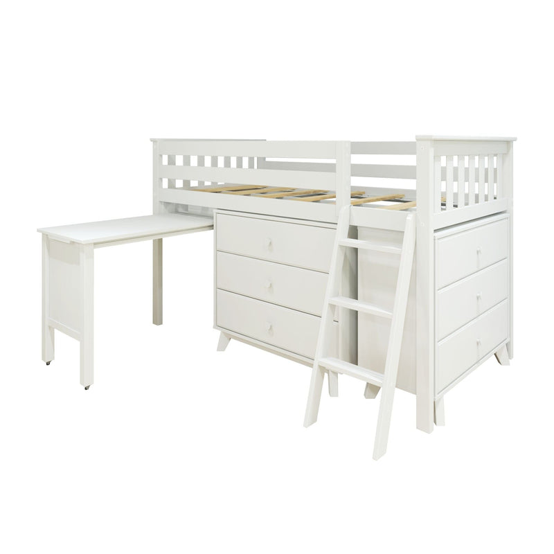 Twin Low Loft Bed With Desk & Dressers
