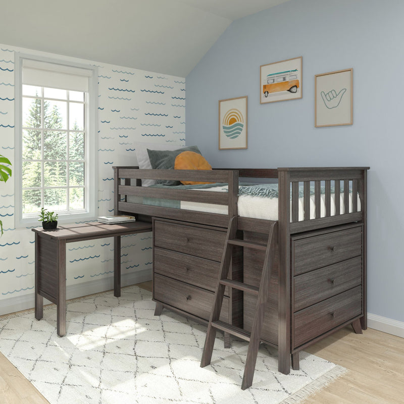 Twin Low Loft Bed With Desk & Dressers