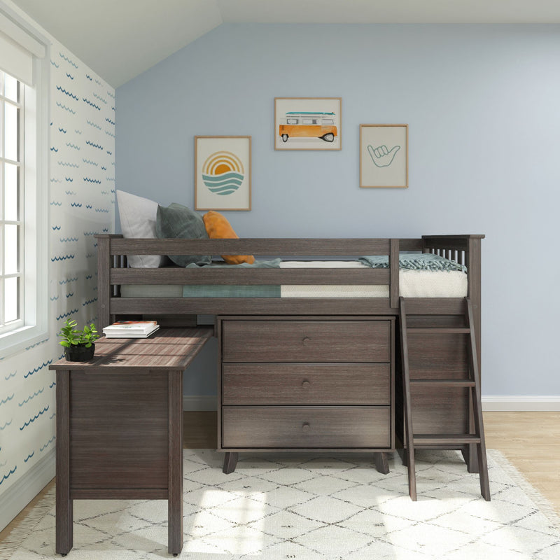 Twin Low Loft Bed With Desk & Dressers