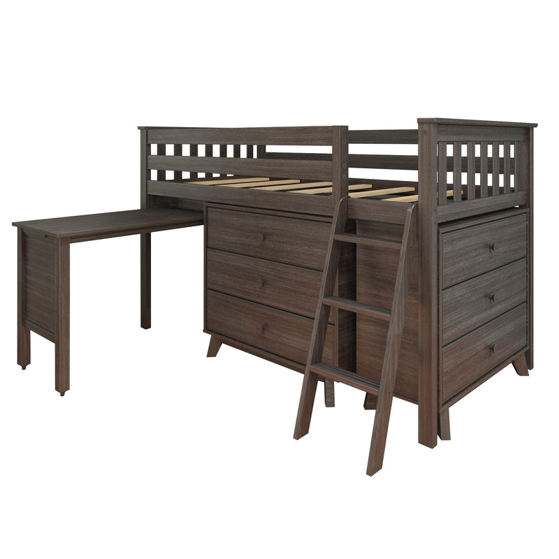 Twin Low Loft Bed With Desk & Dressers