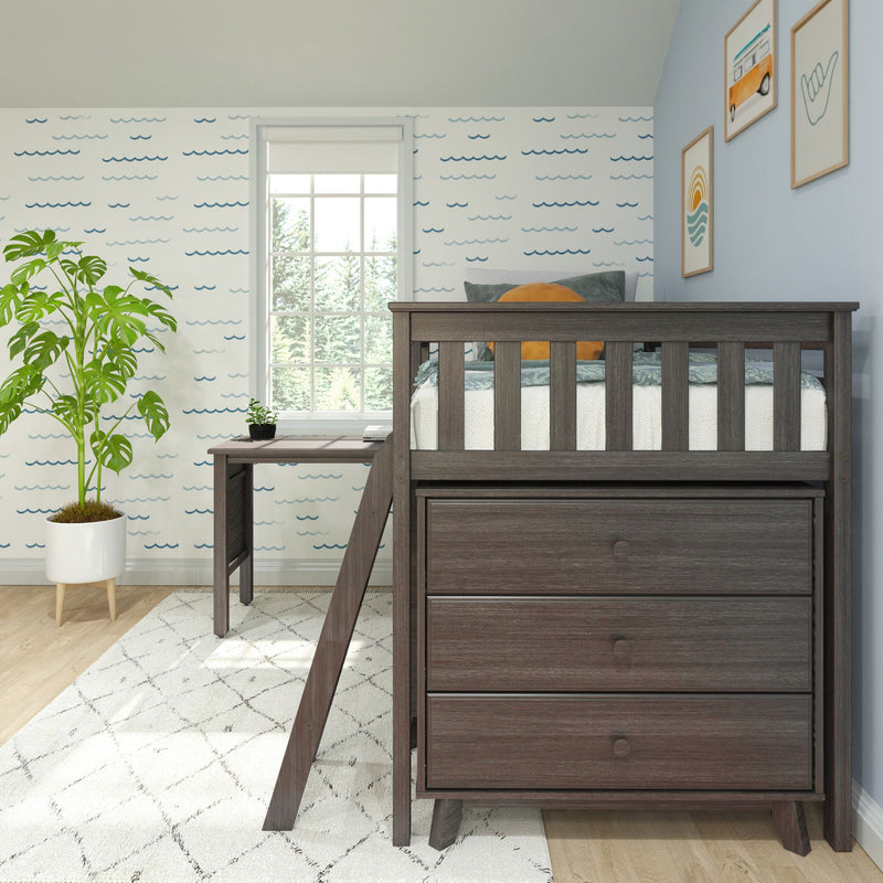 Twin Low Loft Bed With Desk & Dressers