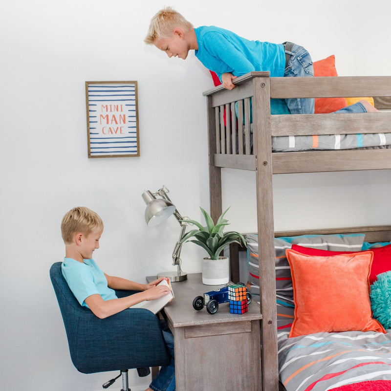 Twin Over Full L-Shaped Bunk Bed With Desk