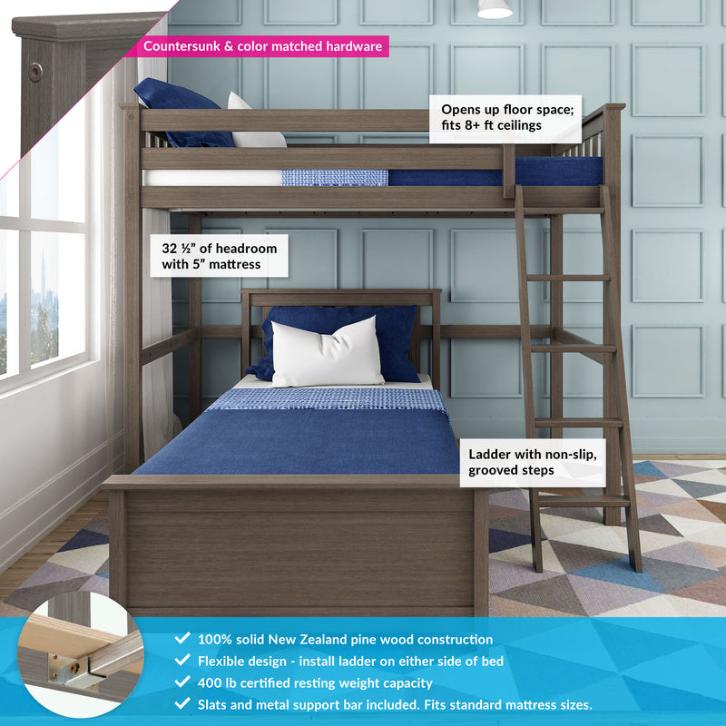 Twin Over Twin L-Shaped Bunk Bed