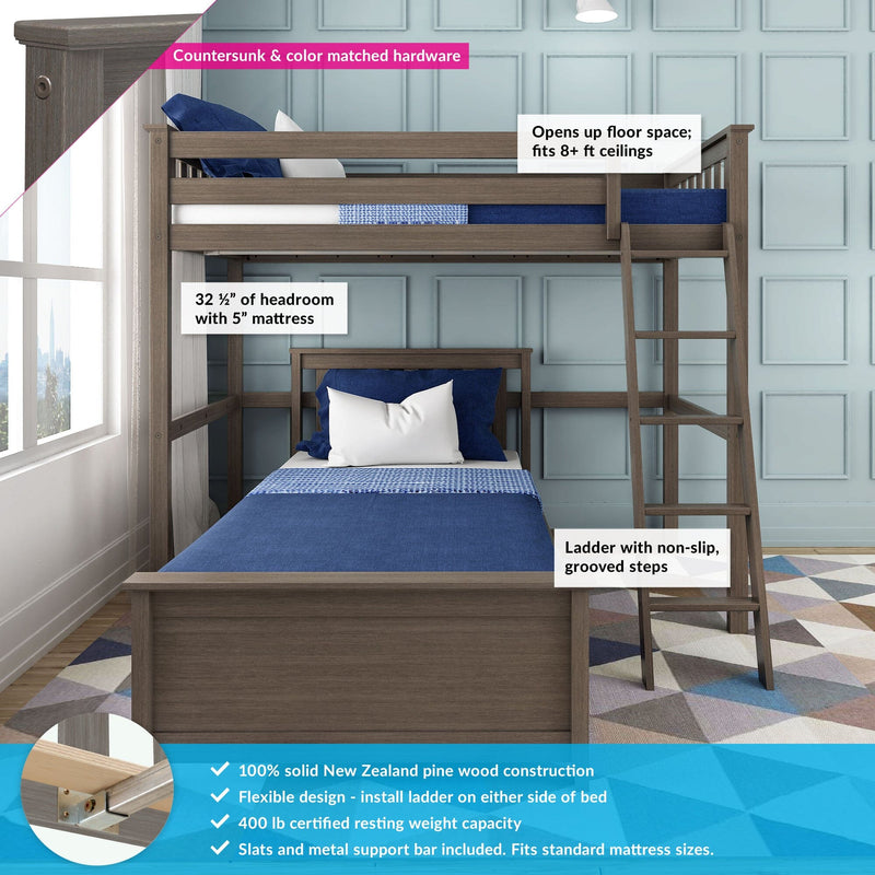 Twin Over Twin L-Shaped Bunk Bed