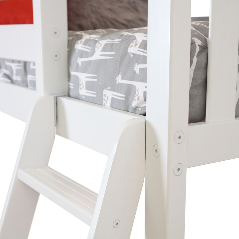 Twin Over Twin L-Shaped Bunk Bed With Bookcase