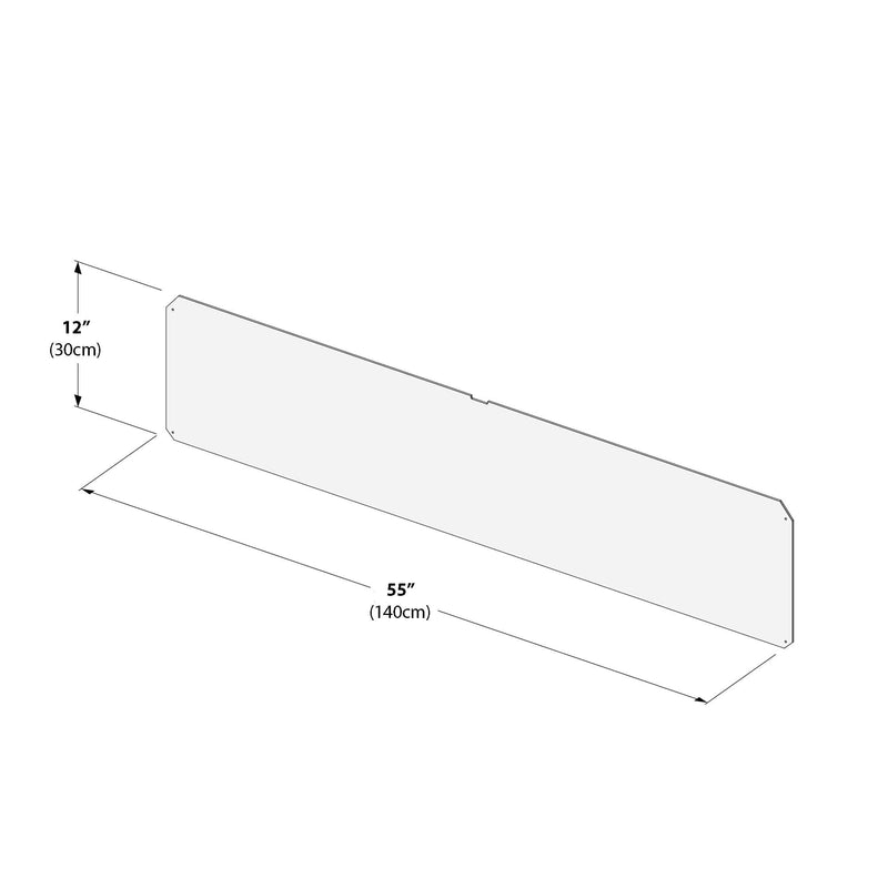 Corner kitchen countertop dimensions schematic with measurements 55 inches by 12 inches.