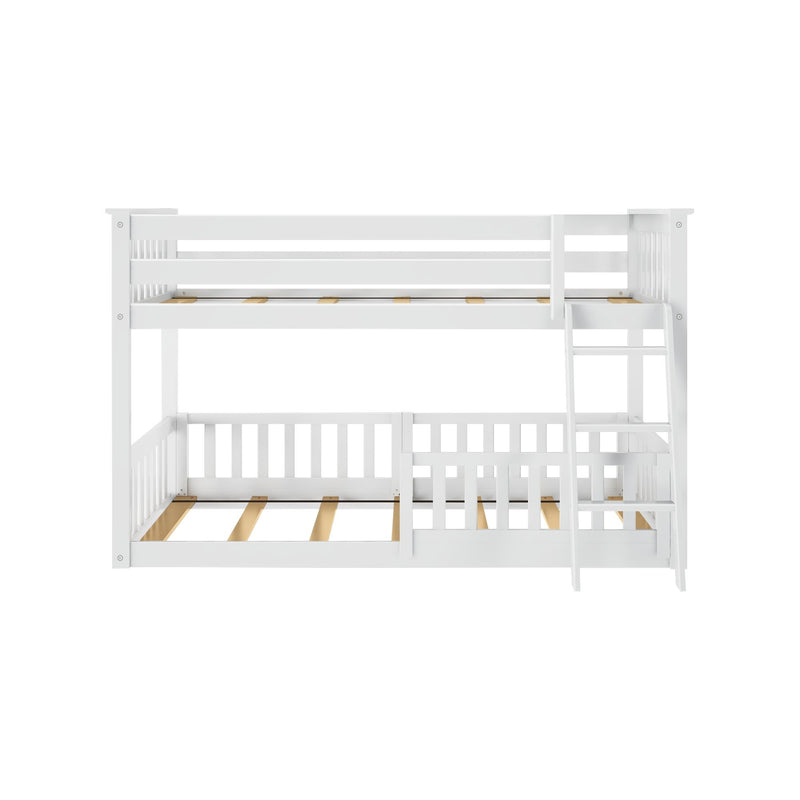 Twin Over Twin Low Bunk With Guardrails