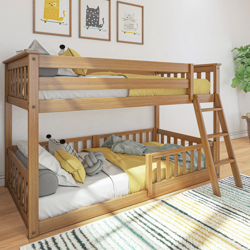 Twin Over Twin Low Bunk With Guardrails