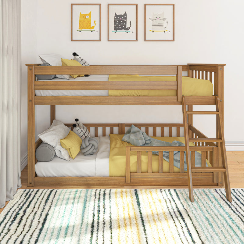 Twin Over Twin Low Bunk With Guardrails