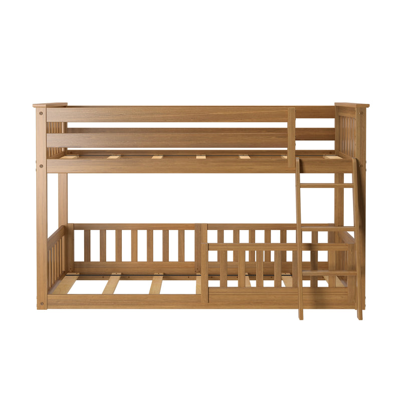 Twin Over Twin Low Bunk With Guardrails
