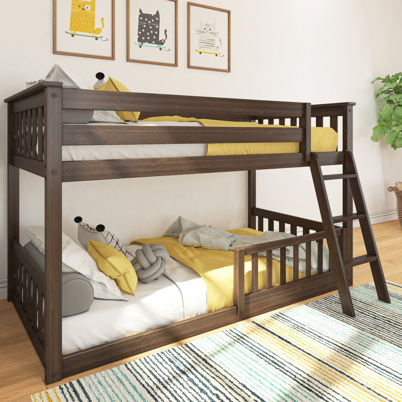 Twin Over Twin Low Bunk With Guardrails