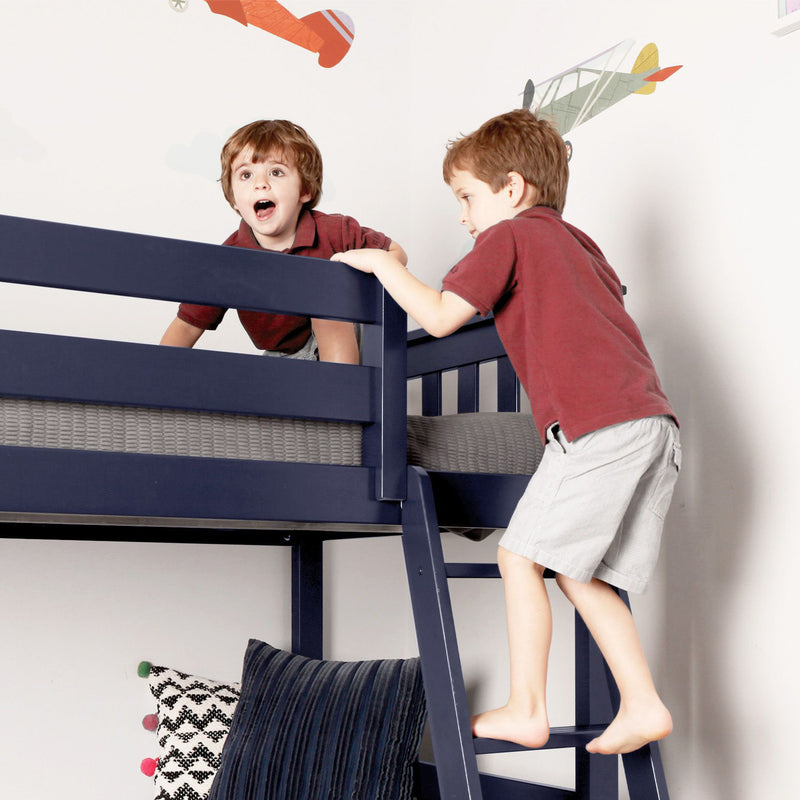 Twin Over Twin Low Bunk Bed With Curtain