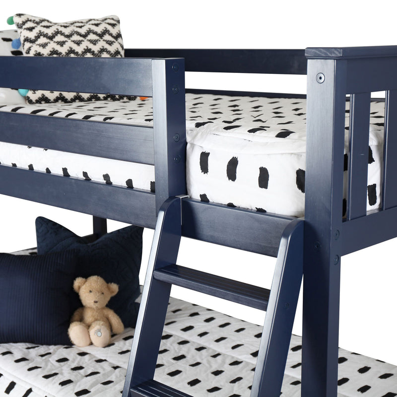 Twin Over Twin Low Bunk Bed With Curtain