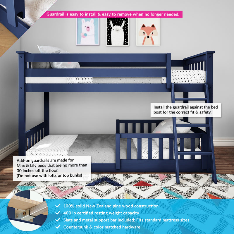 Twin Over Twin Low Bunk With Guardrails