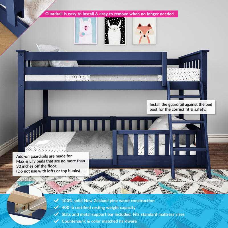 Twin Over Twin Low Bunk With Guardrails