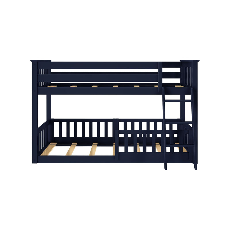 Twin Over Twin Low Bunk With Guardrails