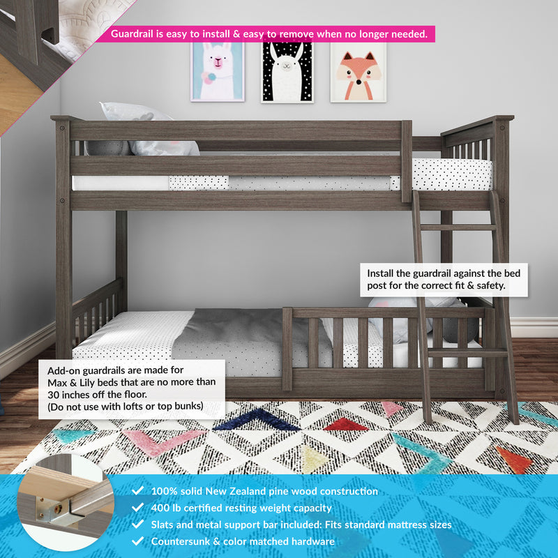 Twin Over Twin Low Bunk With Guardrails