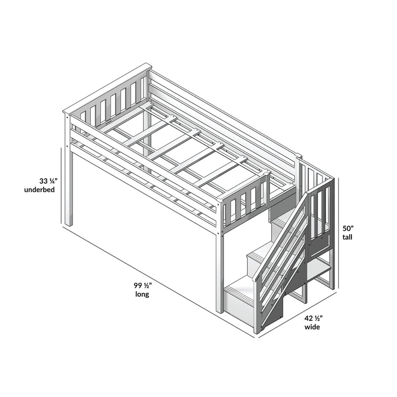 Twin Low Loft Bed With Stairs