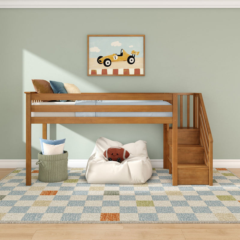 Twin Low Loft Bed With Stairs