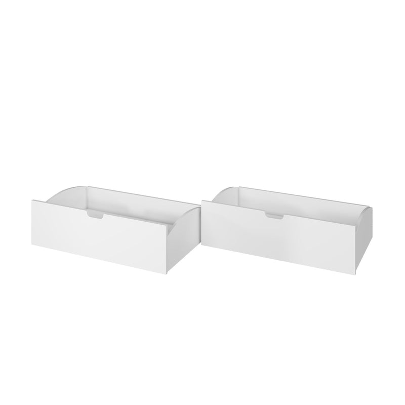 White plastic storage bins set of 2, stackable drawer organizers for desk, closet, bathroom and office — minimalist home storage solution