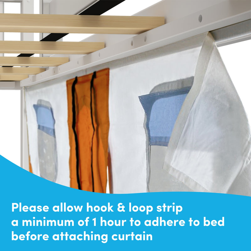 Twin Over Twin Low Bunk Bed with Slide & Camper Van Curtain