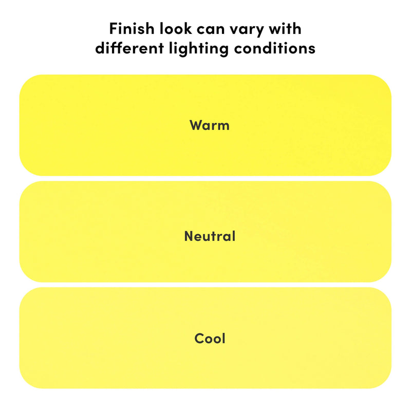 Image showing variations in finish look under different lighting conditions: warm, neutral, cool tones.