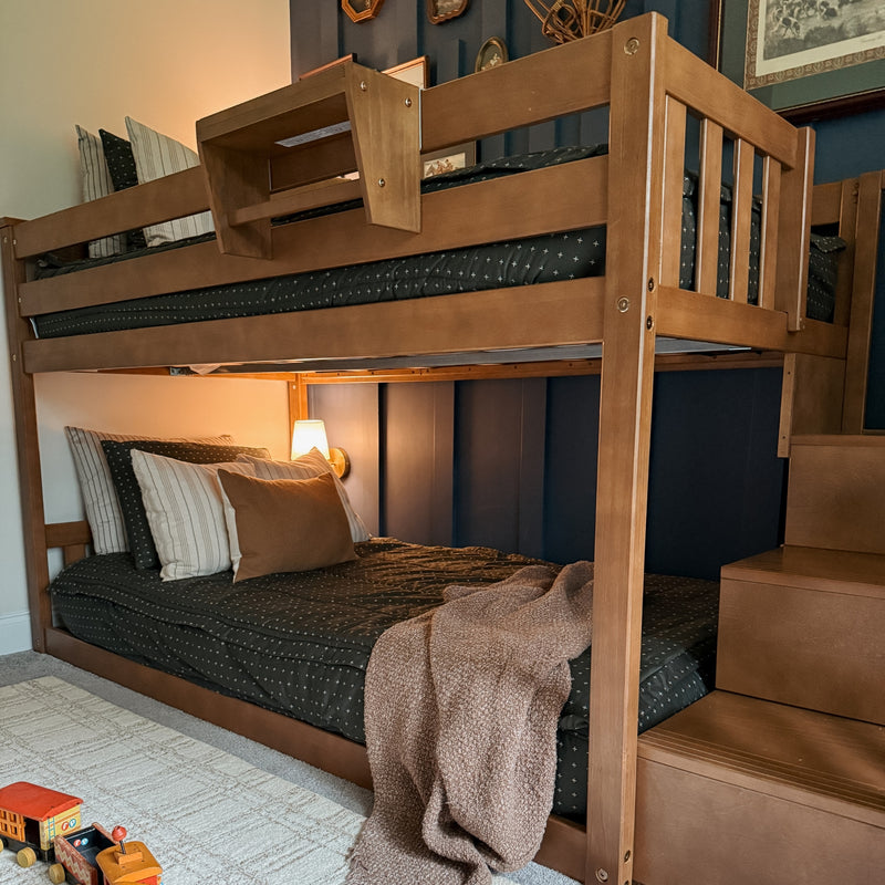 Twin Over Twin Low Bunk Bed With Stairs