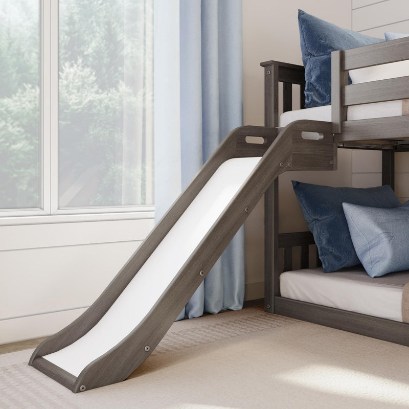 Twin Over Twin Low Bunk Bed With Slide & Stairs