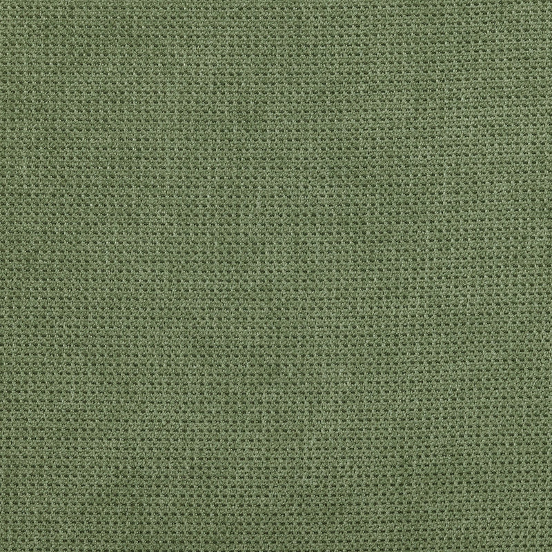 Close-up olive green woven upholstery fabric texture with waffle stitch pattern, seamless textile background for home decor and interior design