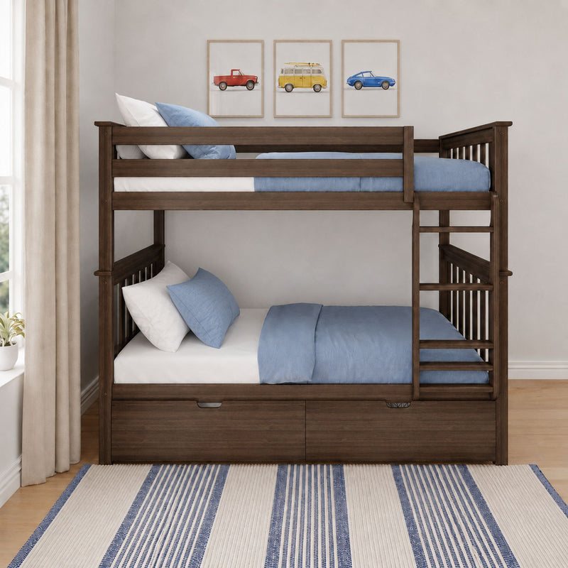 Twin Over Twin Bunk Bed With Storage Drawers