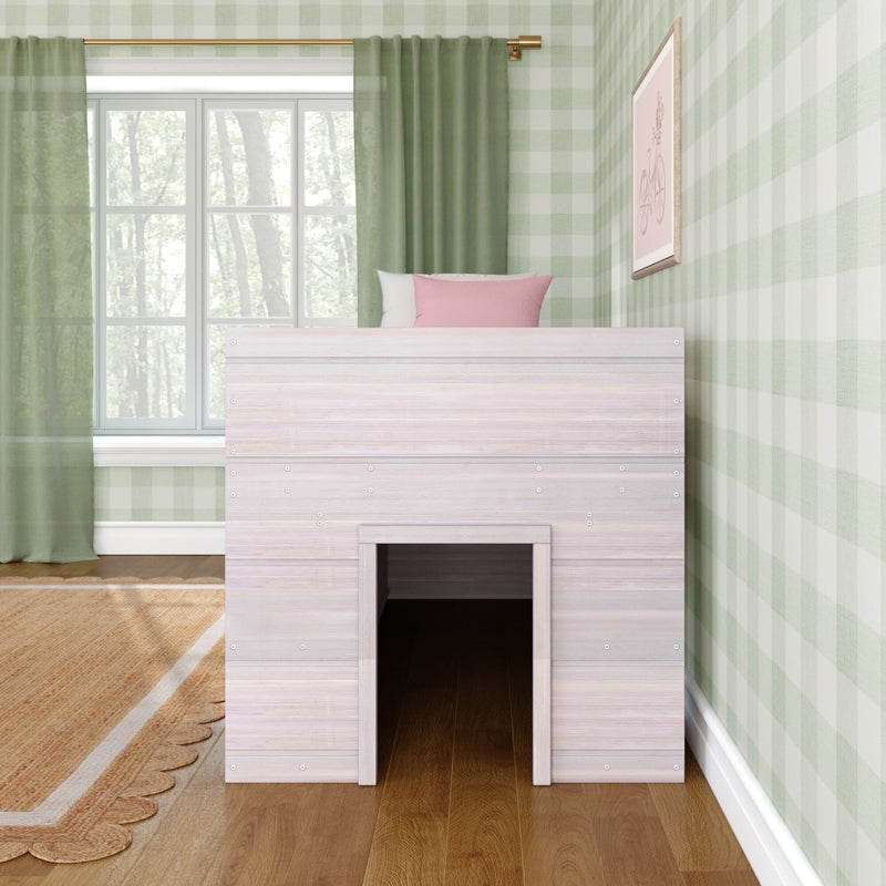 Modern Farmhouse Twin Low Loft Bed With Bookcases