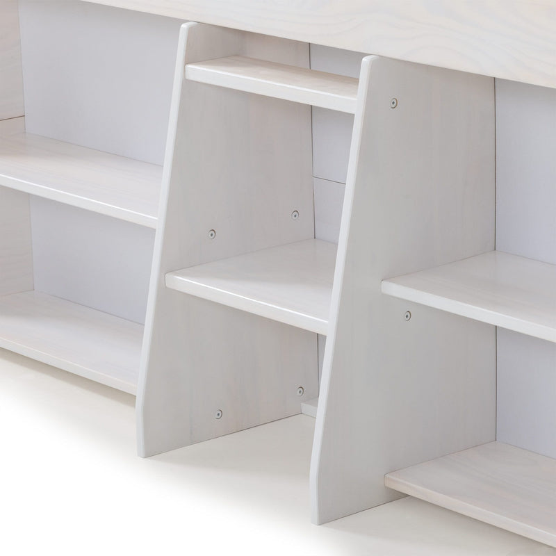 Modern Farmhouse Twin Low Loft Bed With Bookcases