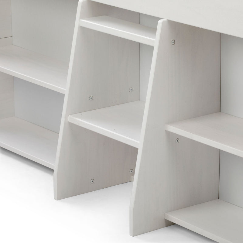Modern Farmhouse Twin Low Loft Bed With Bookcases