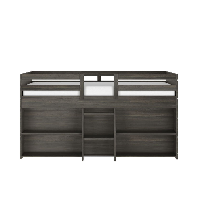 Modern Farmhouse Twin Low Loft Bed With Bookcases