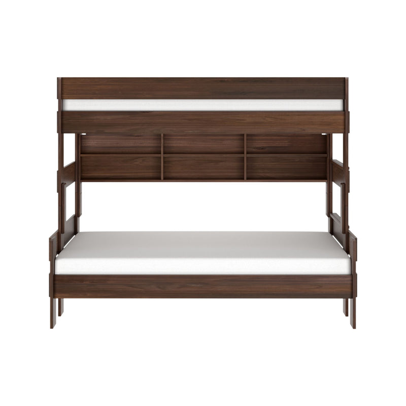 Modern Farmhouse Twin Over Full Bunk Bed With Bookshelf