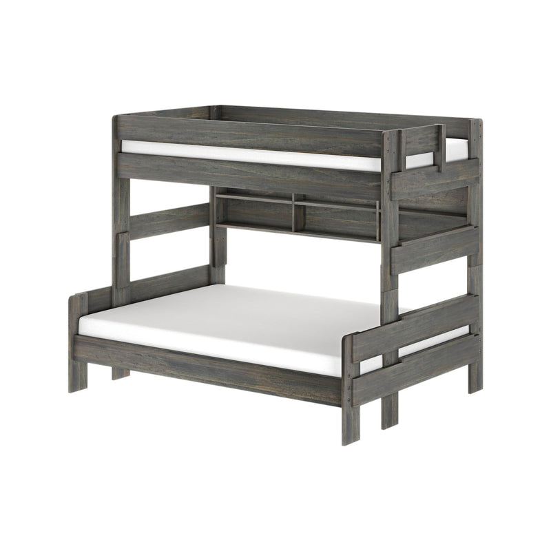 Modern Farmhouse Twin Over Full Bunk Bed With Bookshelf