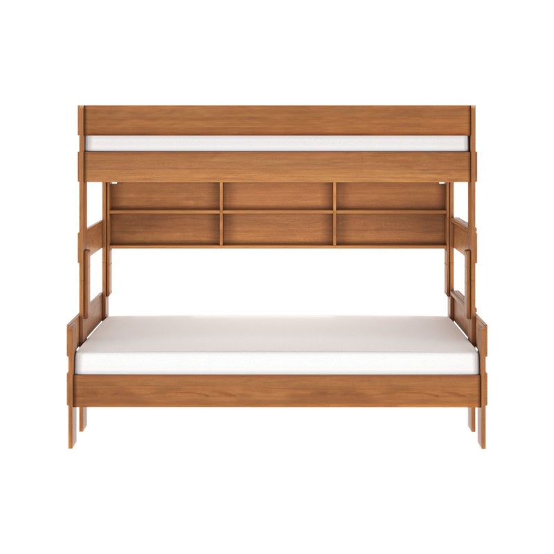 Modern Farmhouse Twin Over Full Bunk Bed With Bookshelf