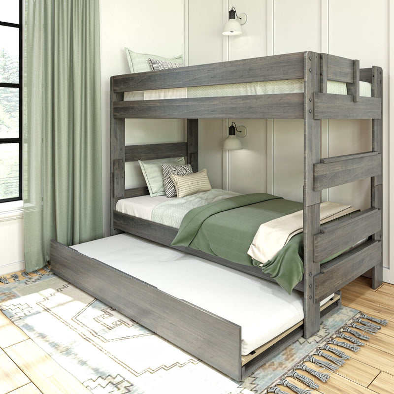 Modern Farmhouse Twin Over Twin Bunk Bed With Trundle