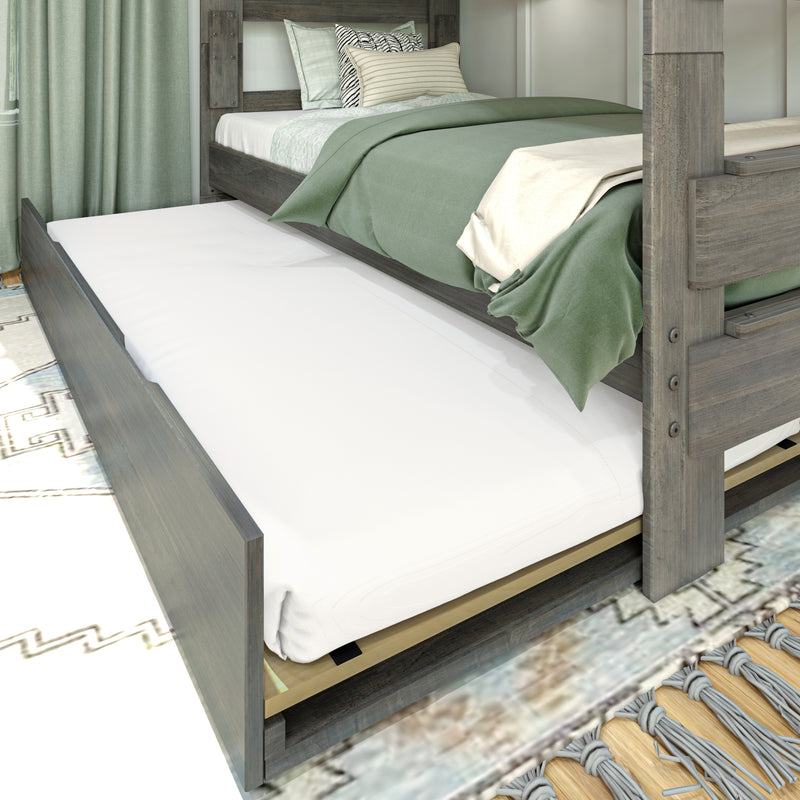 Modern Farmhouse Twin Over Twin Bunk Bed With Trundle