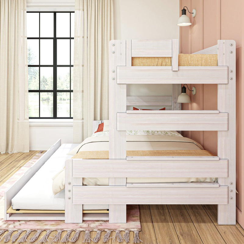 Modern Farmhouse Twin Over Full Bunk Bed With Trundle