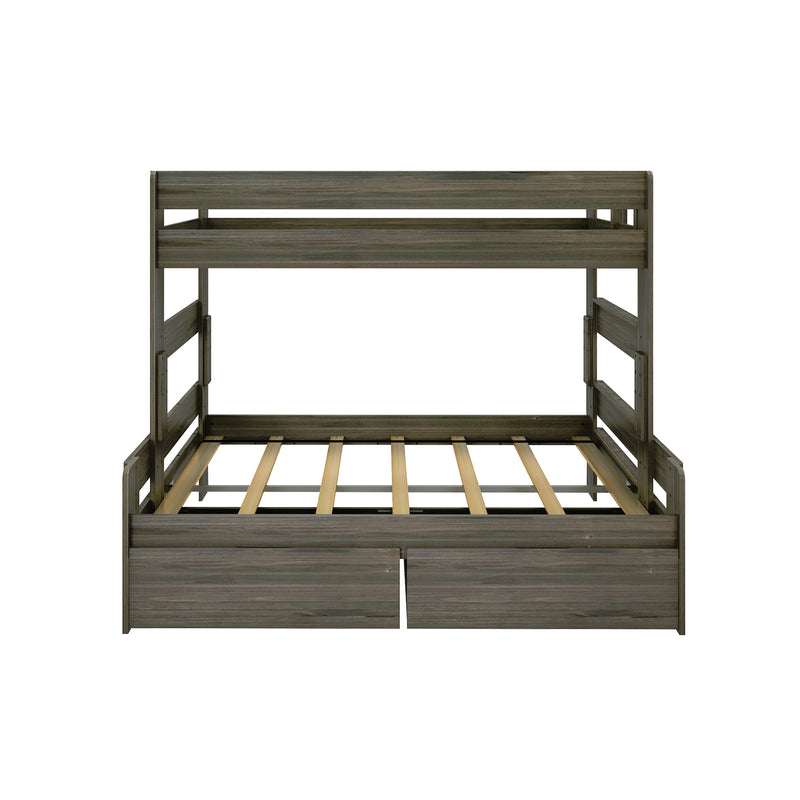 Modern Farmhouse Twin Over Full Bunk Bed With Storage Drawers