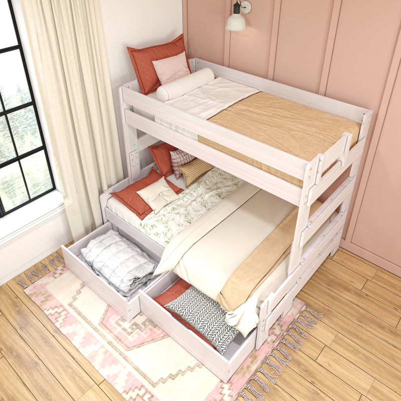 Modern Farmhouse Twin Over Full Bunk Bed With Storage Drawers