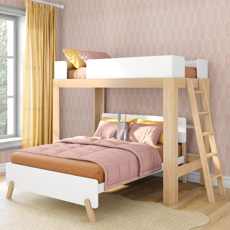 Mid-Century Modern Twin Over Full L-Shaped Bunk Bed