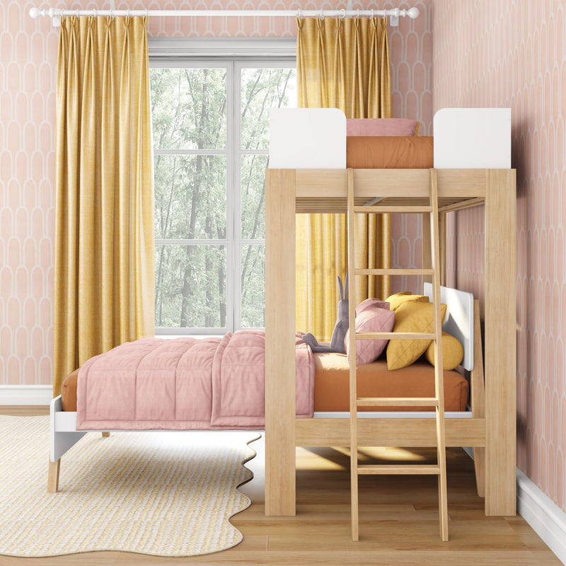 Mid-Century Modern Twin Over Full L-Shaped Bunk Bed