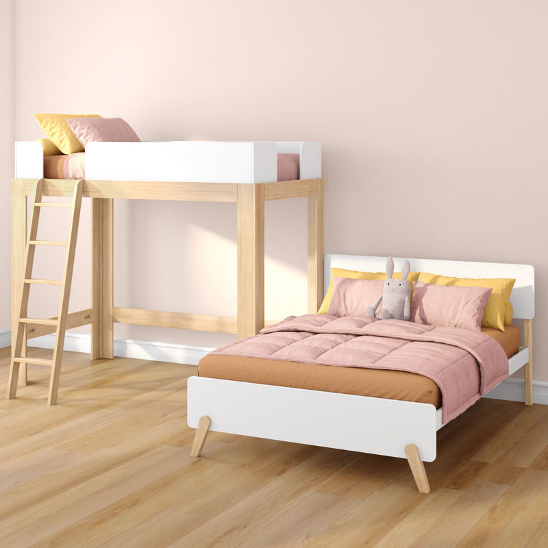 Mid-Century Modern Twin Over Full L-Shaped Bunk Bed
