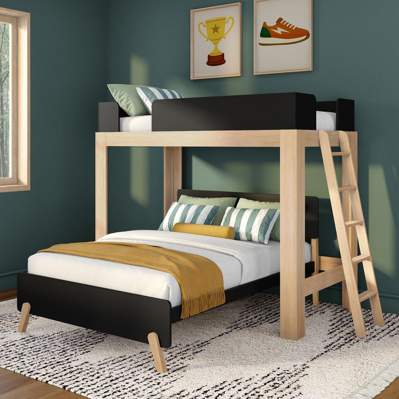 Mid-Century Modern Twin Over Full L-Shaped Bunk Bed