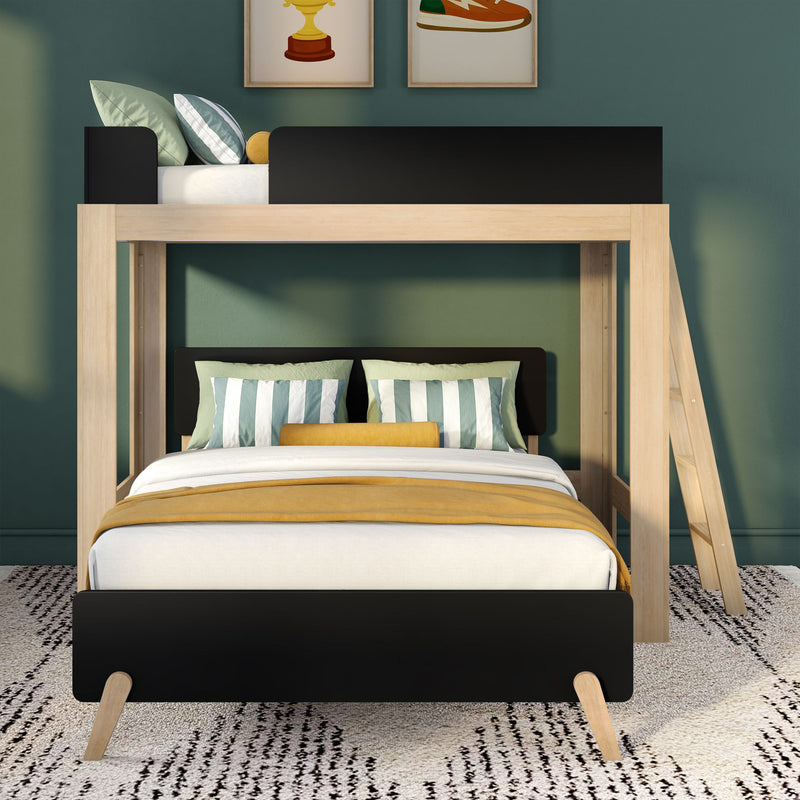 Mid-Century Modern Twin Over Full L-Shaped Bunk Bed