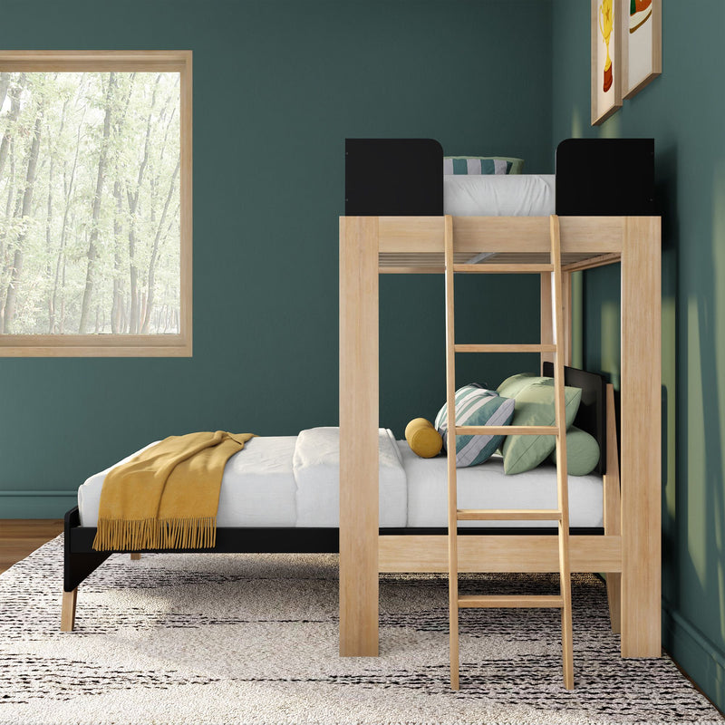 Mid-Century Modern Twin Over Full L-Shaped Bunk Bed