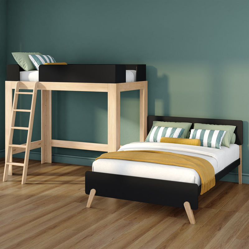 Mid-Century Modern Twin Over Full L-Shaped Bunk Bed