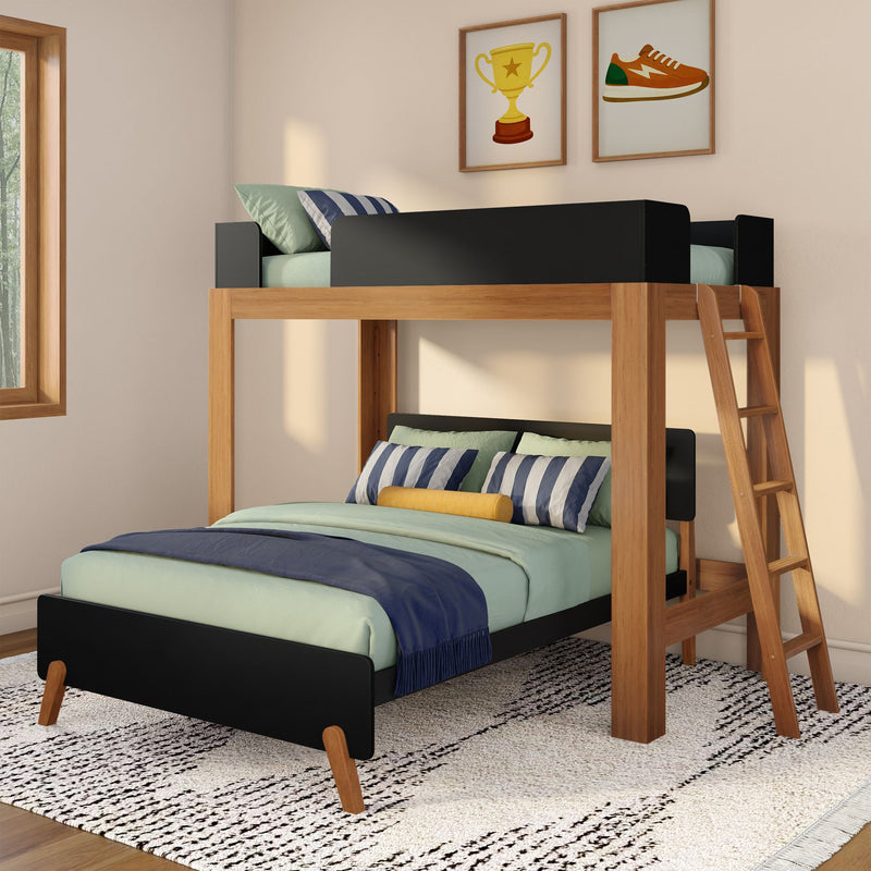 Mid-Century Modern Twin Over Full L-Shaped Bunk Bed